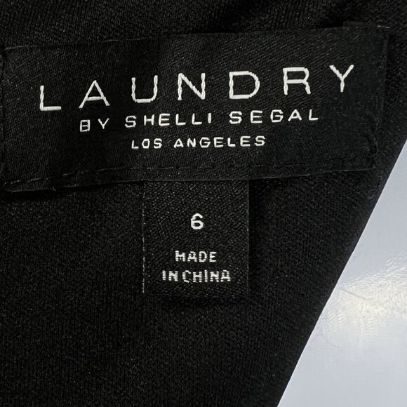 Shelli Segal Laundry Womens 6 NWT Black Dress Sheer Sleeves Deco Button Cocktail - Picture 13 of 16